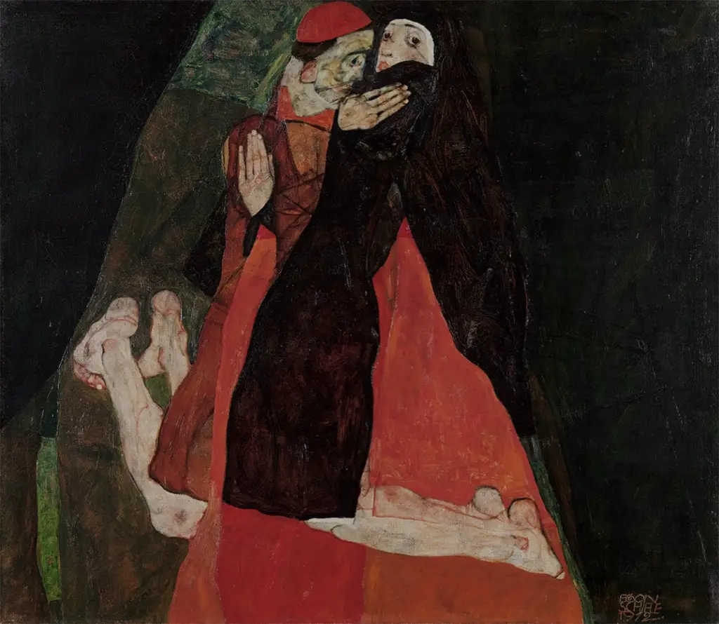 Cardinal and Nun (Caress) in Detail Egon Schiele